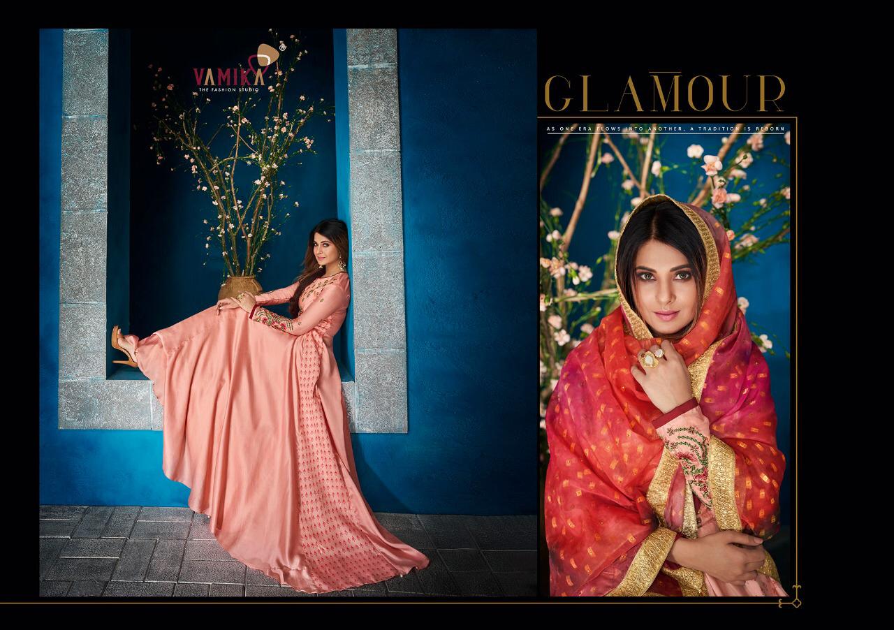 Vamika Presents Jenifer Vol 1 Long Gown Style Designer Party Wear Georgette Readymade Suits