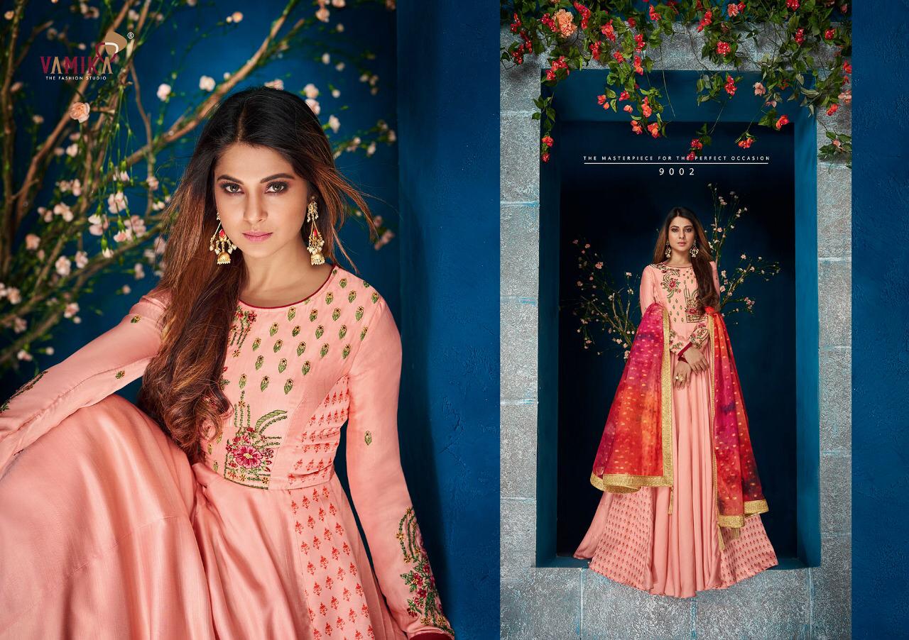 Vamika Presents Jenifer Vol 1 Long Gown Style Designer Party Wear Georgette Readymade Suits