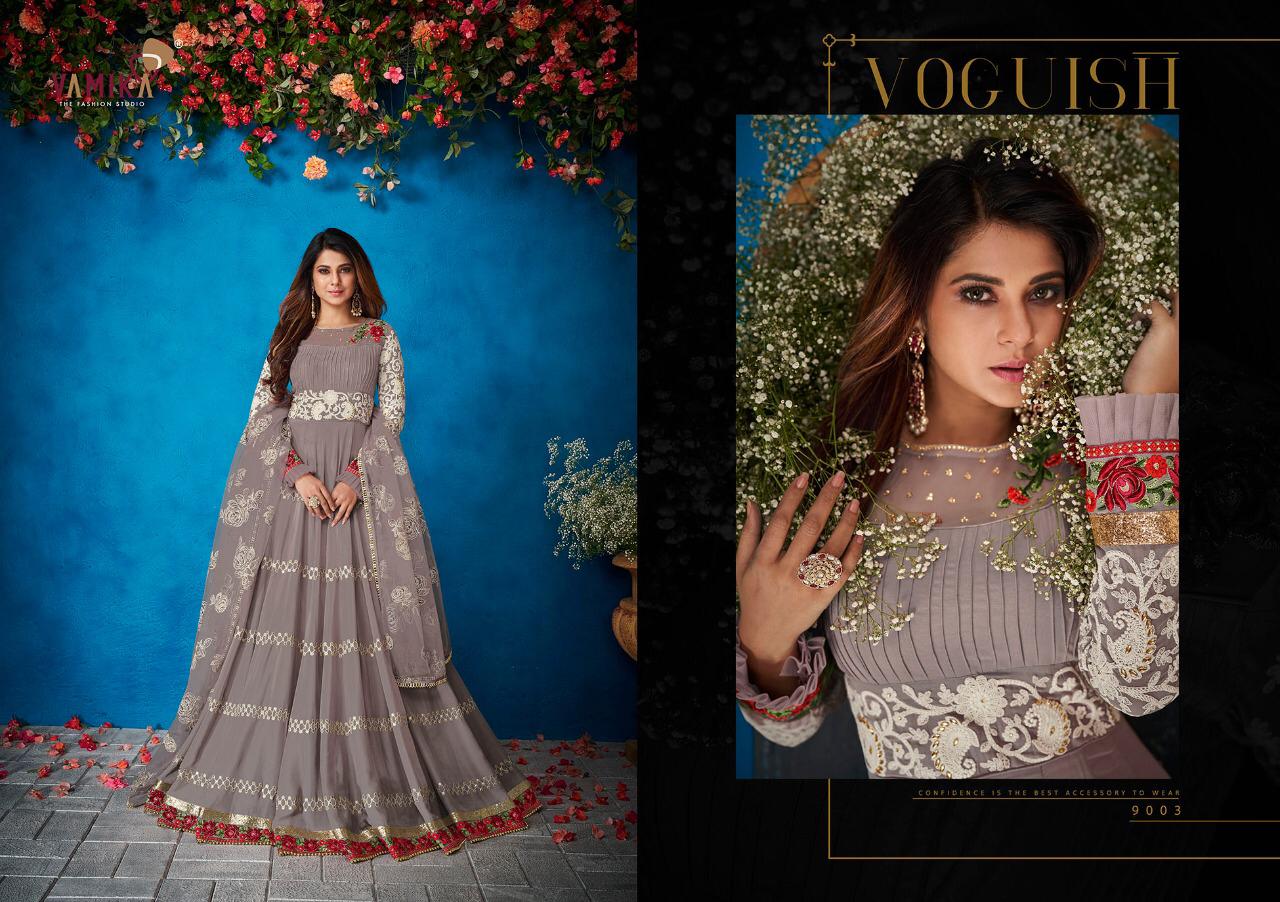 Vamika Presents Jenifer Vol 1 Long Gown Style Designer Party Wear Georgette Readymade Suits