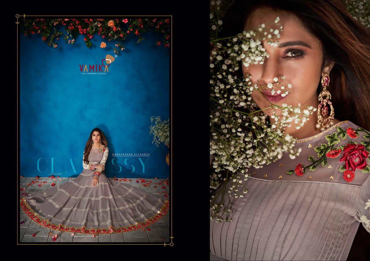 Vamika Presents Jenifer Vol 1 Long Gown Style Designer Party Wear Georgette Readymade Suits