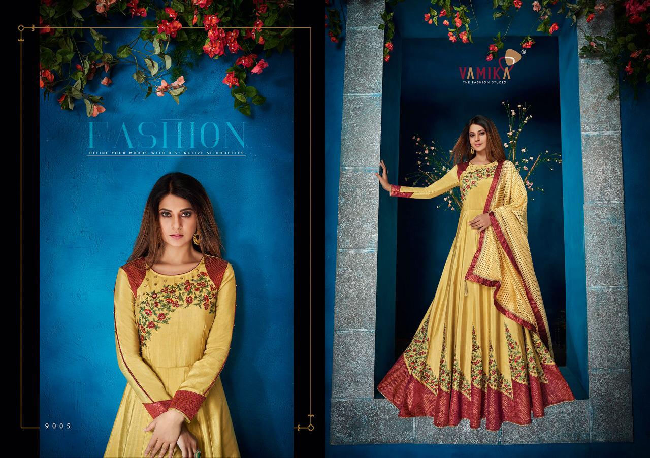 Vamika Presents Jenifer Vol 1 Long Gown Style Designer Party Wear Georgette Readymade Suits