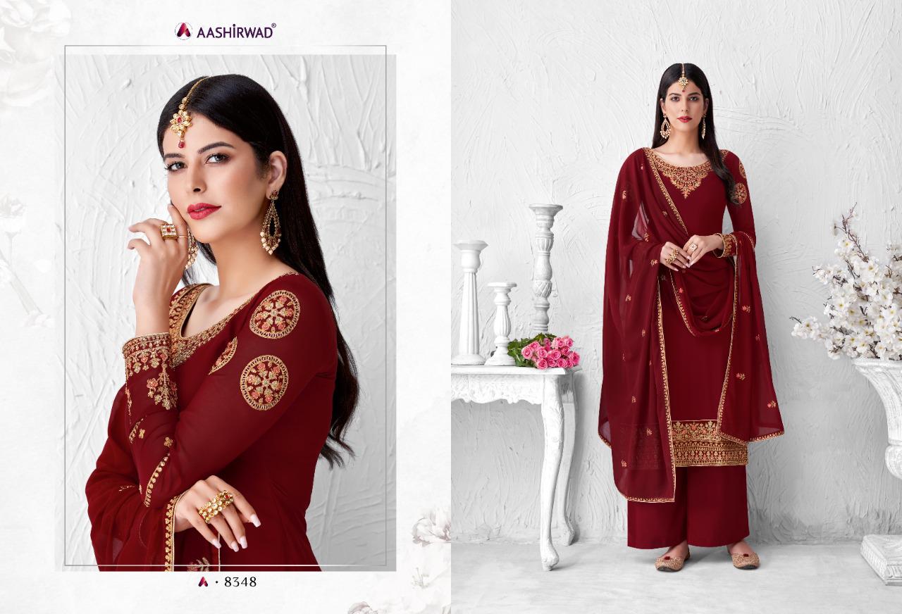 Aashirwad Creation Presents Saffaron Catalogue Of Heavy Dress Material At Wholesale Rate In Surat