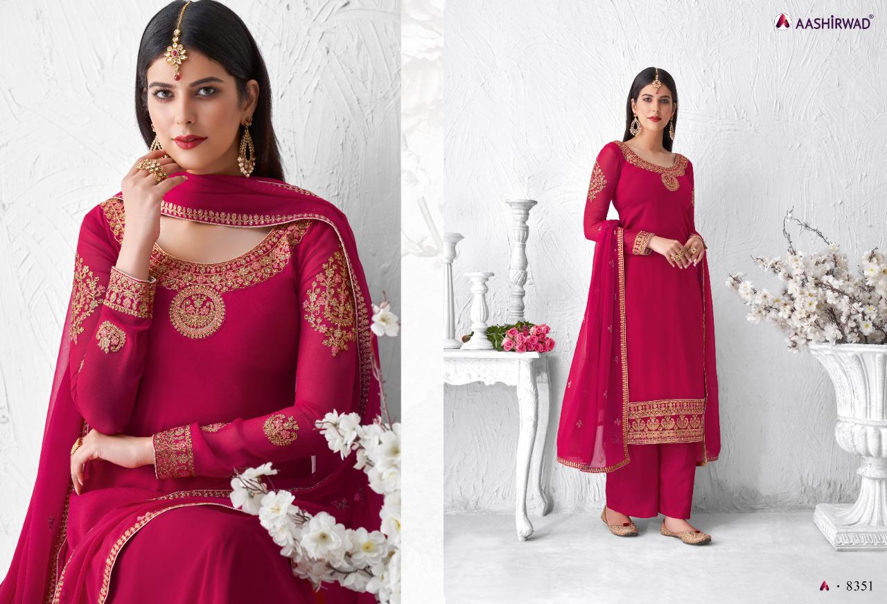 Aashirwad Creation Presents Saffaron Catalogue Of Heavy Dress Material At Wholesale Rate In Surat