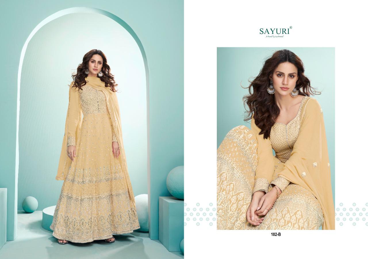 Aashirwad Creation Presents  Sayuri Breeze Gold Real Georgette With Heavy Embroidery Work Designer Salwar Suit At Wholesale Rate In Surat