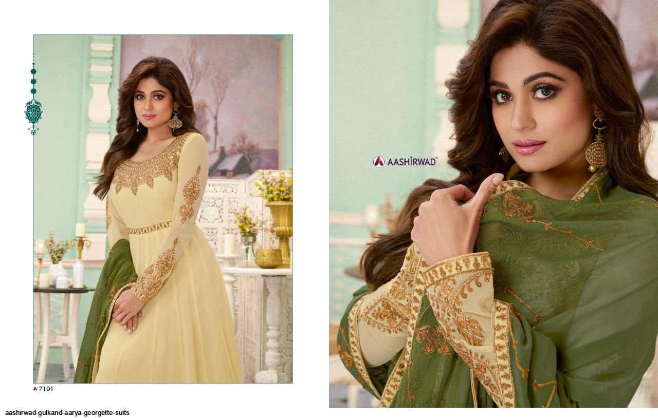 Aashirwad Presents Gulkand Aarya Georgette Suits At Wholesale Rate In Surat