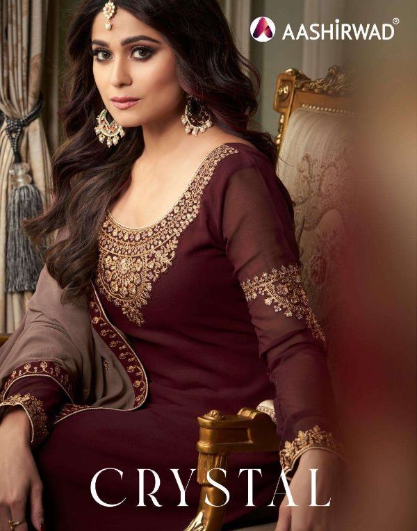 Aashirwad Present Crystal Georgette Sharara Suits Online Supplier Wholesale Rate In Surat