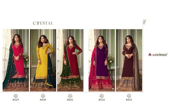 Aashirwad Present Crystal Georgette Sharara Suits Online Supplier Wholesale Rate In Surat