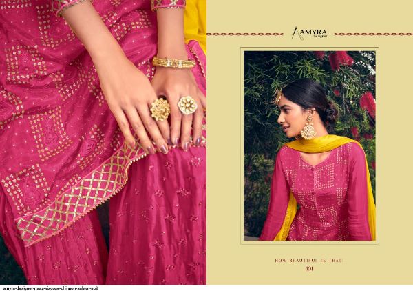 Amyra Designer Presents  Naaz Viscose Chinnon Salwar Suit Wholesale Rate In Surat