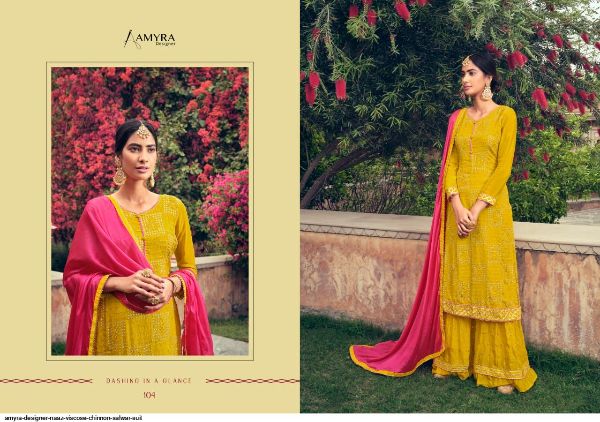 Amyra Designer Presents  Naaz Viscose Chinnon Salwar Suit Wholesale Rate In Surat