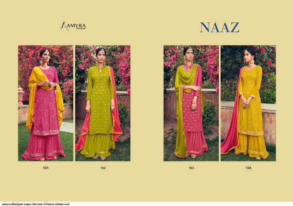 Amyra Designer Presents  Naaz Viscose Chinnon Salwar Suit Wholesale Rate In Surat