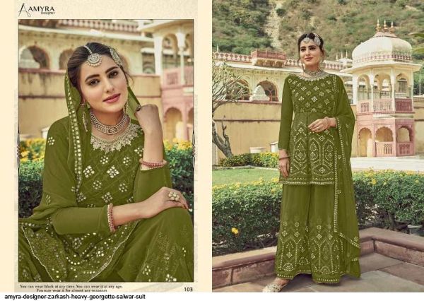 Amyra Designer Presnets  Zarkash Heavy Georgette Salwar Suit Wholesale Rate In Surat