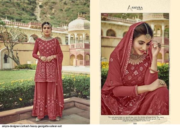 Amyra Designer Presnets  Zarkash Heavy Georgette Salwar Suit Wholesale Rate In Surat
