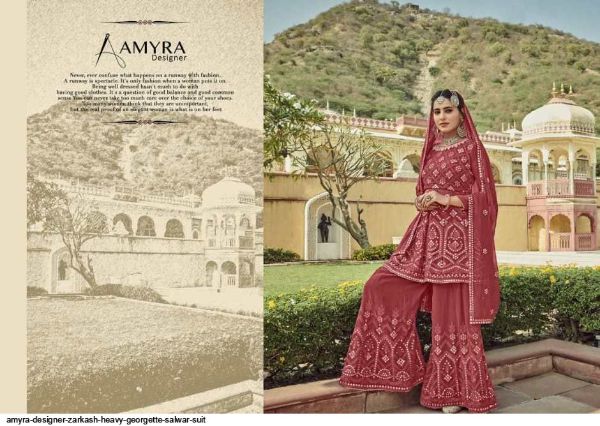 Amyra Designer Presnets  Zarkash Heavy Georgette Salwar Suit Wholesale Rate In Surat