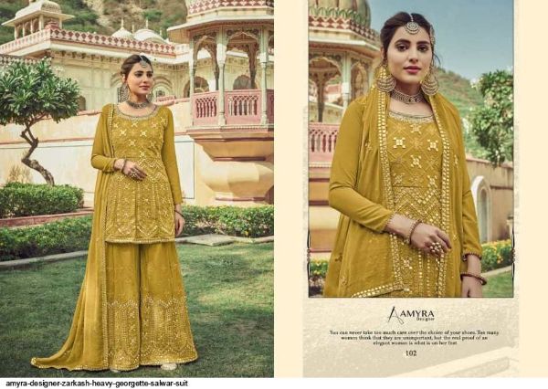 Amyra Designer Presnets  Zarkash Heavy Georgette Salwar Suit Wholesale Rate In Surat