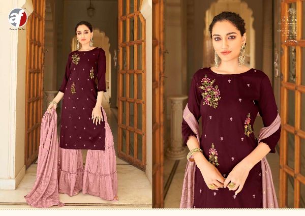 Anju Fab Presents   Ghoomar Silk Kurti With Garara And Dupatta Readymade Collection Wholsale Rate In Surat