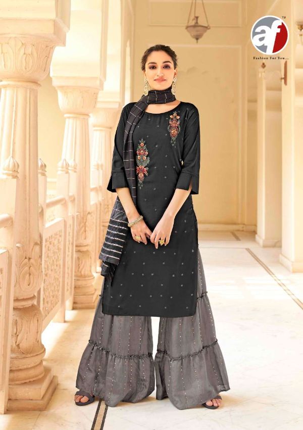 Anju Fab Presents   Ghoomar Silk Kurti With Garara And Dupatta Readymade Collection Wholsale Rate In Surat