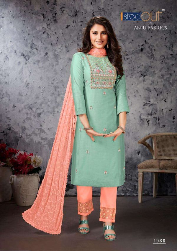 Anju Fab Presents  Shehnai Vol 1 Kurti With Exclusive Pant And Heavy Dupatta Set Wholesale Rate In Surat