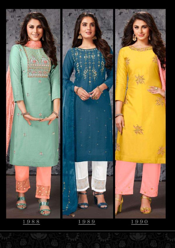 Anju Fab Presents  Shehnai Vol 1 Kurti With Exclusive Pant And Heavy Dupatta Set Wholesale Rate In Surat