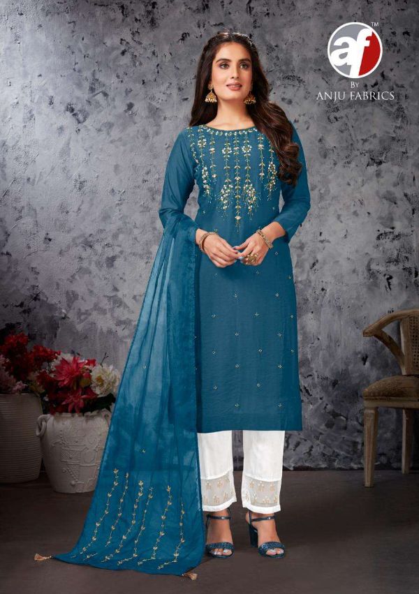 Anju Fab Presents  Shehnai Vol 1 Kurti With Exclusive Pant And Heavy Dupatta Set Wholesale Rate In Surat