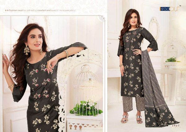 Anju Fab Presnets  Zoya Exclusive Bemberg Silk Full Stitch Kurti Plazzo With Dupatta Wholesale Rate In Surat