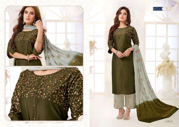 Anju Fab Presnets  Zoya Exclusive Bemberg Silk Full Stitch Kurti Plazzo With Dupatta Wholesale Rate In Surat