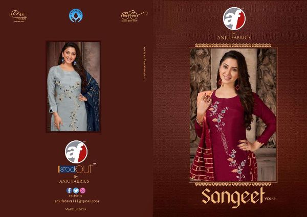 Anju Fabric Present Sangeet Vol 2 Designer Kurti Pant With Duppata Wholesale Rate In Surat