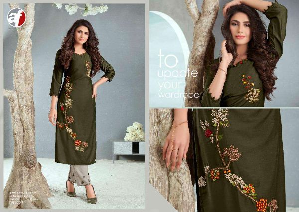 Anju Fabrics Presnets  Little Lady Bember Silk Readymade Kurti With Pant Wholesale Rate In Surat