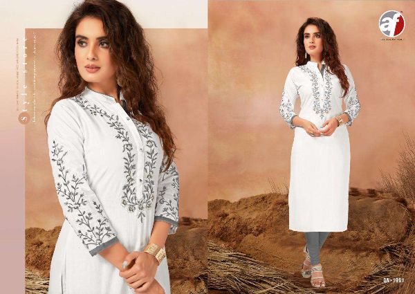 Anju Fab Presents  Forever Vol 2  Linen Cotton Embroidery Designer Fancy Kurti Wholesale Rate In Surat