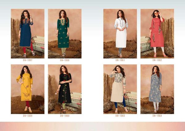 Anju Fab Presents  Forever Vol 2  Linen Cotton Embroidery Designer Fancy Kurti Wholesale Rate In Surat