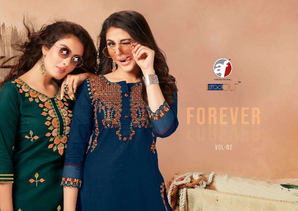 Anju Fab Presents  Forever Vol 2  Linen Cotton Embroidery Designer Fancy Kurti Wholesale Rate In Surat