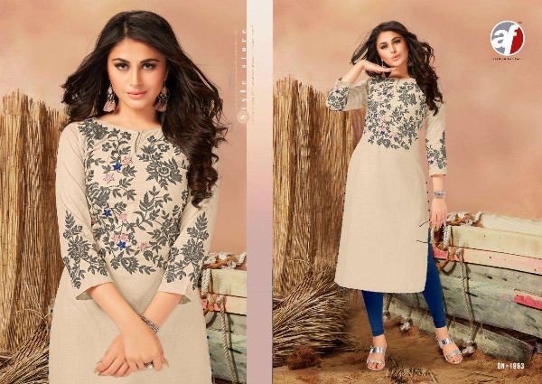 Anju Fab Presents  Forever Vol 2  Linen Cotton Embroidery Designer Fancy Kurti Wholesale Rate In Surat