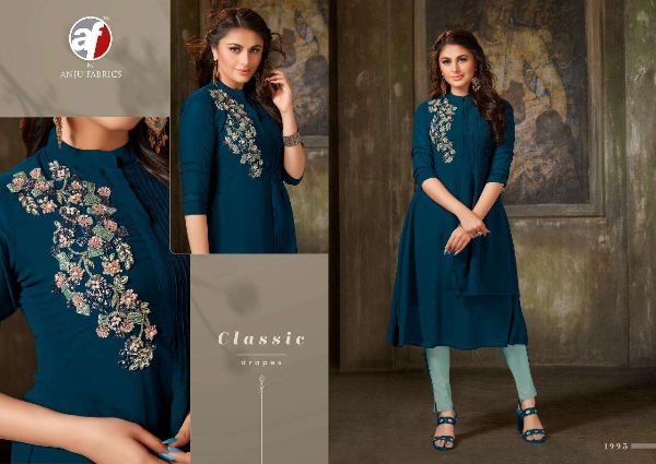 Anju Fabric Fashion Point Vol 1 Crunchi Silk Kurti Combo Set Online  Wholesaler Surat