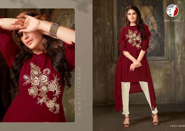 Anju Fab Presents Purity  Georgette Kurti With Pant Readymade Collection Wholesale Rate In Surat