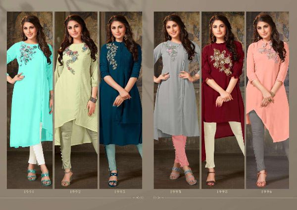 Anju Fab Presents Purity  Georgette Kurti With Pant Readymade Collection Wholesale Rate In Surat