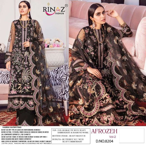 Rinaz Fashion Presnets  Afroze Vol 2 Fancy Pakistani Dress Materials With Heavy Embroidery & Diamond Work Wholesale Rate In Surat