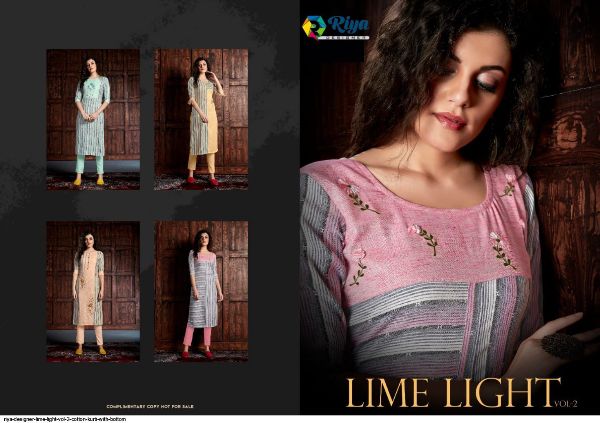 Riya Designer Presnets  Lime Light Vol 2 Cotton Kurti With Bottom Wholesale Rate In Surat