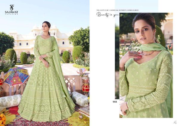 Sajawat Creation Presnets  Meraki Vol 7 Georgette Readymade Long Dresses Wholesale Rate In Surat