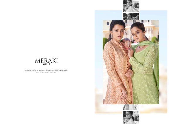 Sajawat Creation Presnets  Meraki Vol 7 Georgette Readymade Long Dresses Wholesale Rate In Surat