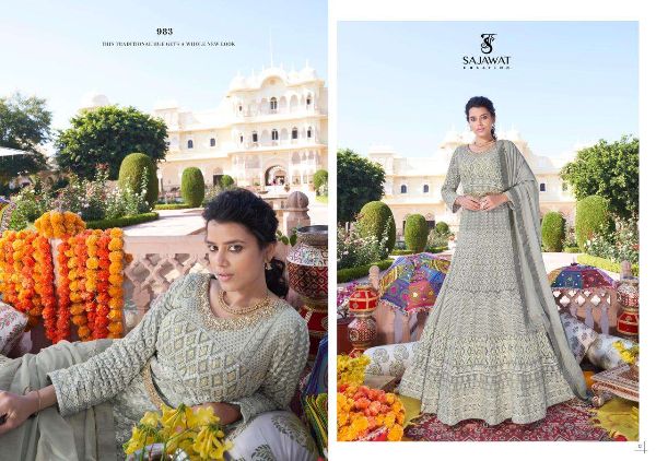 Sajawat Creation Presnets  Meraki Vol 7 Georgette Readymade Long Dresses Wholesale Rate In Surat