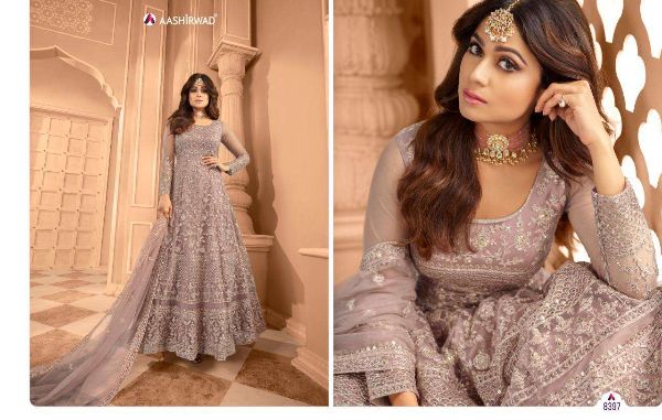Aashirwad Presnets Sanjana Wedding Long Indian Suits Wholesale Rate In Surat