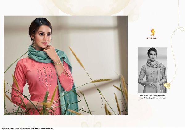Stylemax Presents  Sayra Vol 1 Chinnon Silk Kurti With Pant And Bottom Wholesale Rate In Surat