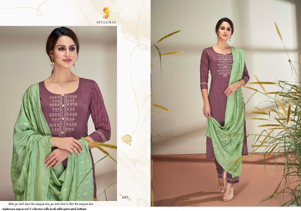 Stylemax Presents  Sayra Vol 1 Chinnon Silk Kurti With Pant And Bottom Wholesale Rate In Surat