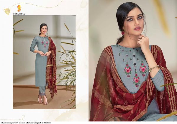 Stylemax Presents  Sayra Vol 1 Chinnon Silk Kurti With Pant And Bottom Wholesale Rate In Surat