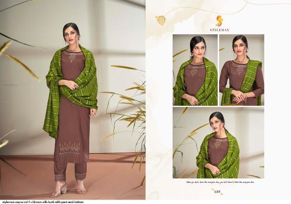 Stylemax Presents  Sayra Vol 1 Chinnon Silk Kurti With Pant And Bottom Wholesale Rate In Surat