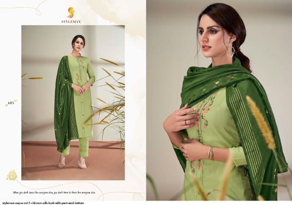 Stylemax Presents  Sayra Vol 1 Chinnon Silk Kurti With Pant And Bottom Wholesale Rate In Surat