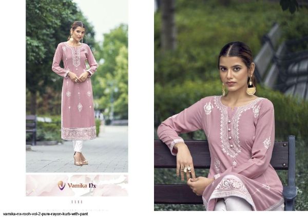 Vamika Presnets  Nx Rooh Vol 2 Pure Rayon Kurti With Pant Wholesale Rate In Surat