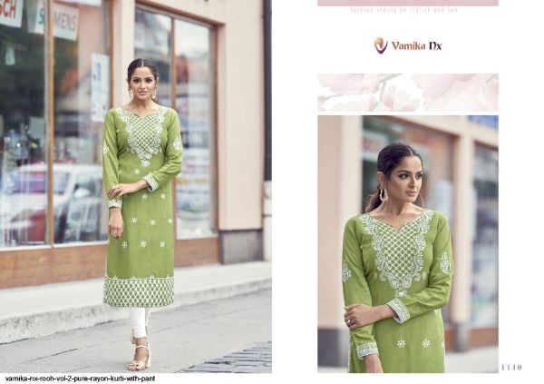 Vamika Presnets  Nx Rooh Vol 2 Pure Rayon Kurti With Pant Wholesale Rate In Surat