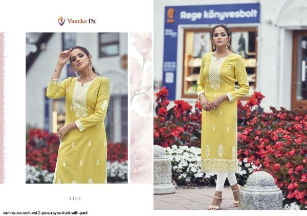 Vamika Presnets  Nx Rooh Vol 2 Pure Rayon Kurti With Pant Wholesale Rate In Surat