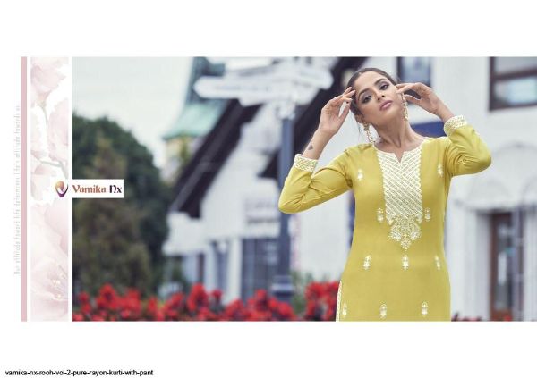 Vamika Presnets  Nx Rooh Vol 2 Pure Rayon Kurti With Pant Wholesale Rate In Surat