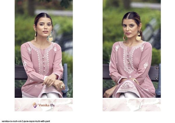 Vamika Presnets  Nx Rooh Vol 2 Pure Rayon Kurti With Pant Wholesale Rate In Surat